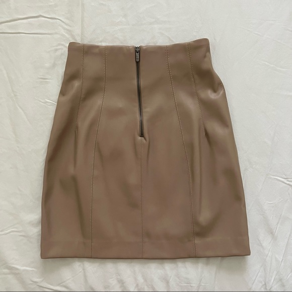 Zara Tan High Waisted Leather Skirt - Picture 7 of 9